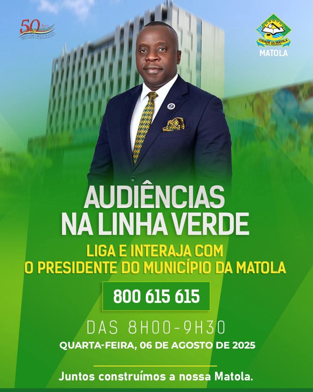 FB_IMG_1754864528691 📞🏛️ PRESIDENTE DO MUNICÍPIO DA MATOLA, JÚLIO PARQUE, ABRE LINHA VERDE PARA AUDIÊNCIAS DIRETAS COM MUNÍCIPES